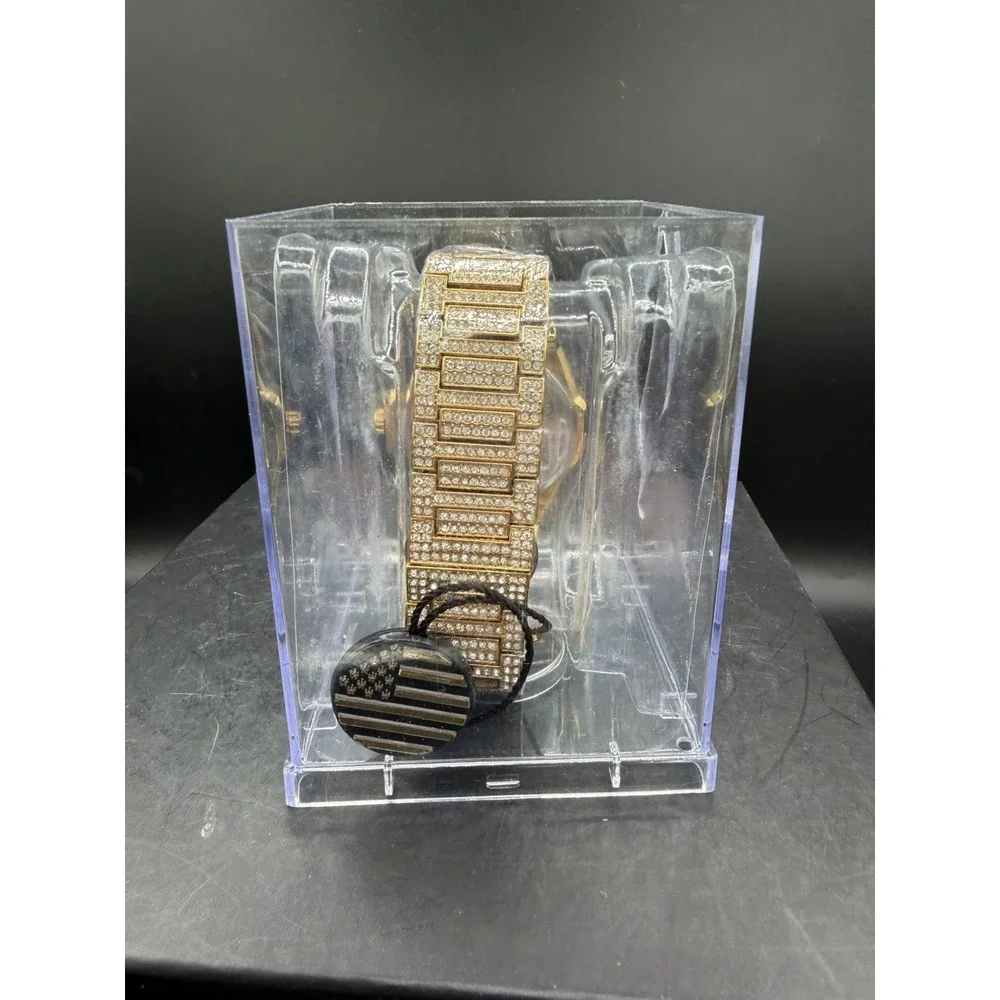 AJ USA Gold‑Tone Wristwatch w/ Crystal Accents – NIB ⌚✨ Men's Fashion Watch
